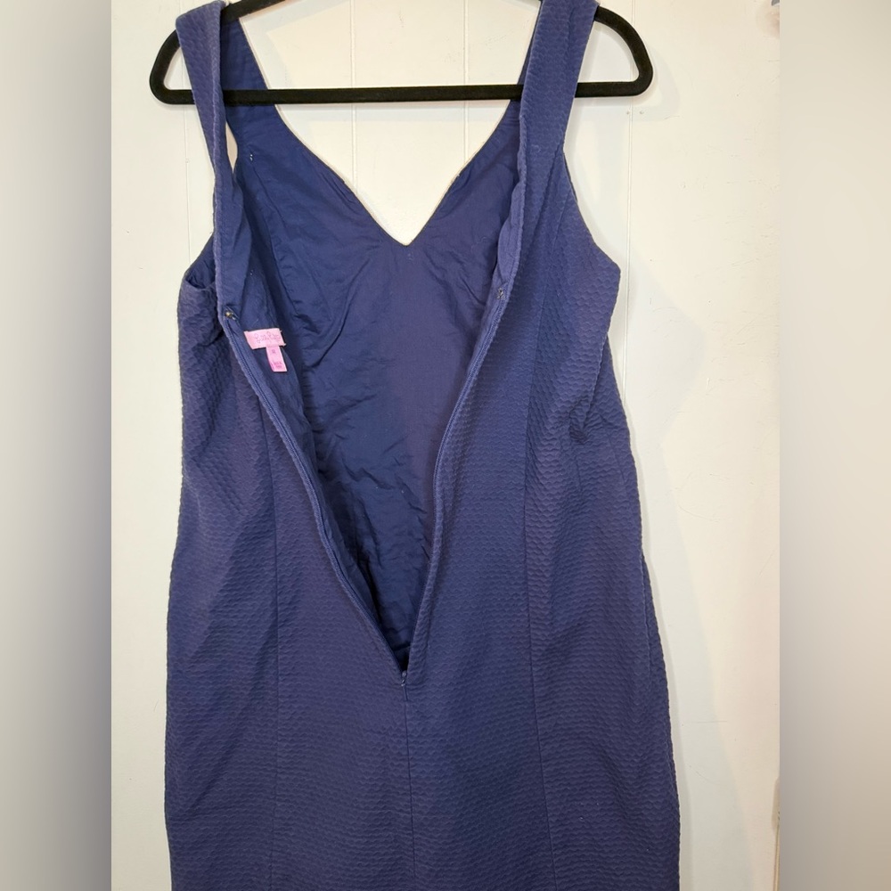 Lilly Pulitzer Largo Shift Dress Lace Neckline Navy Blue Women's Size 12 - Picture 8 of 12
